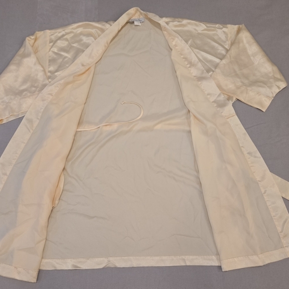 Vtg Christian Dior Satin Camisole & Robe Set Size Medium Cream Peignor Lounge - Picture 11 of 12